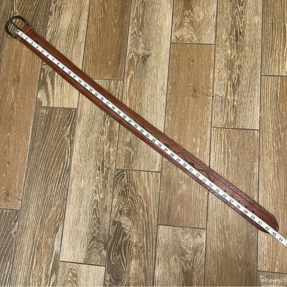 Fossil Brown Leather Studded Wide Chunky Belt - Picture 6 of 7